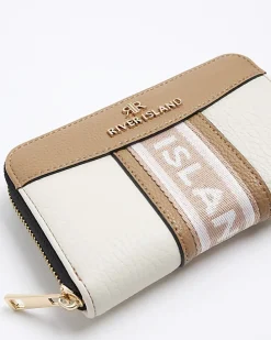 Cream panelled webbing purse
