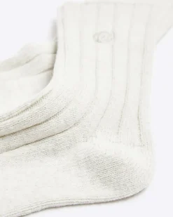 Cream rib socks