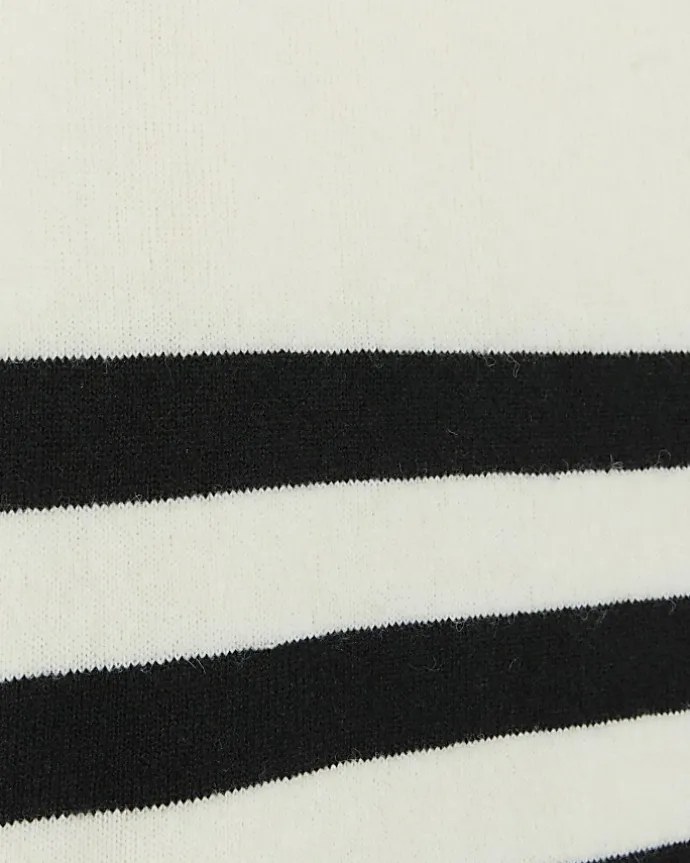 Cream stripe rolled neck jumper midi dress