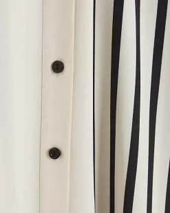 Cream stripe tie waist midi shirt dress