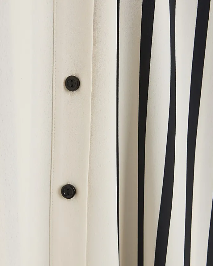 Cream stripe tie waist midi shirt dress