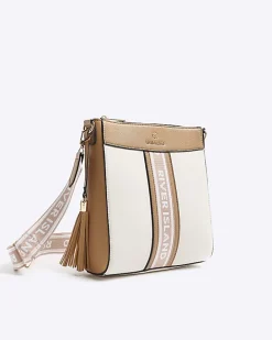 Cream webbing messenger cross body bag