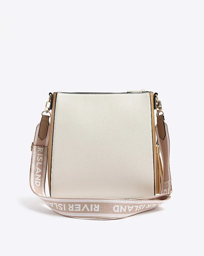 Cream webbing messenger cross body bag