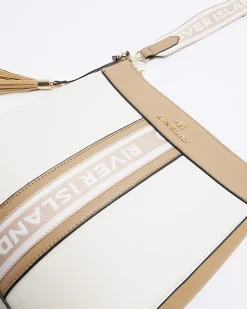 Cream webbing messenger cross body bag