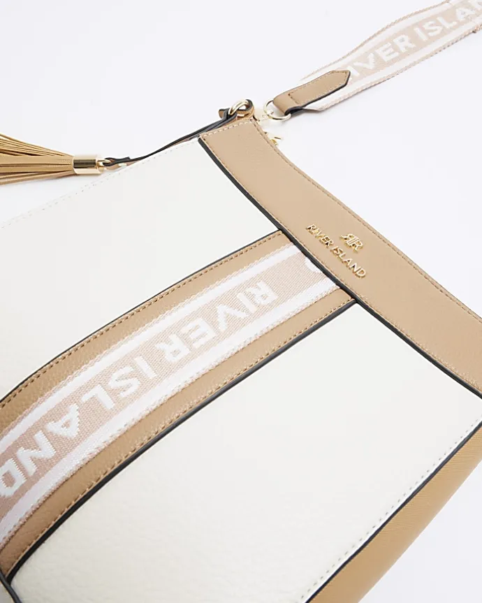 Cream webbing messenger cross body bag