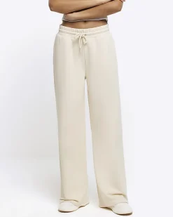 Cream wide leg joggers