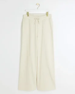 Cream wide leg joggers