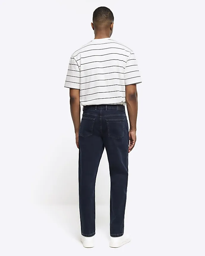 Dark blue tapered fit jeans