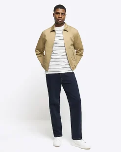 Dark blue tapered fit jeans