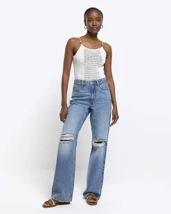 Ecru crochet beaded cami top