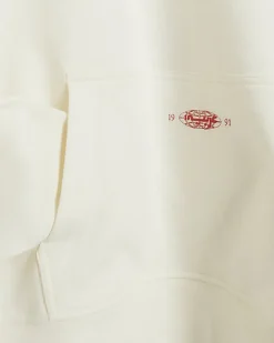 Ecru regular fit embossed graphic hoodie