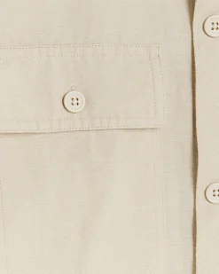 Ecru regular fit linen blend smart overshirt