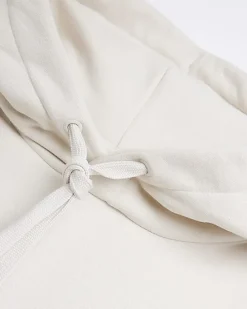 Ecru regular fit plain hoodie