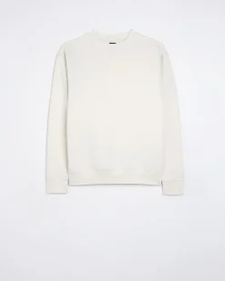 Ecru regular fit plain sweatshirt
