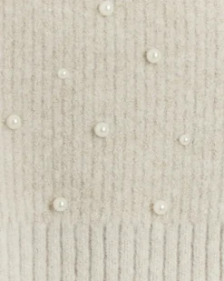 Girls Beige Embellished Knit Top And Shirt