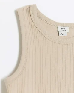 Girls beige rib tank top