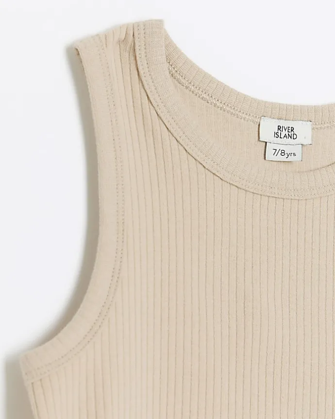 Girls beige rib tank top