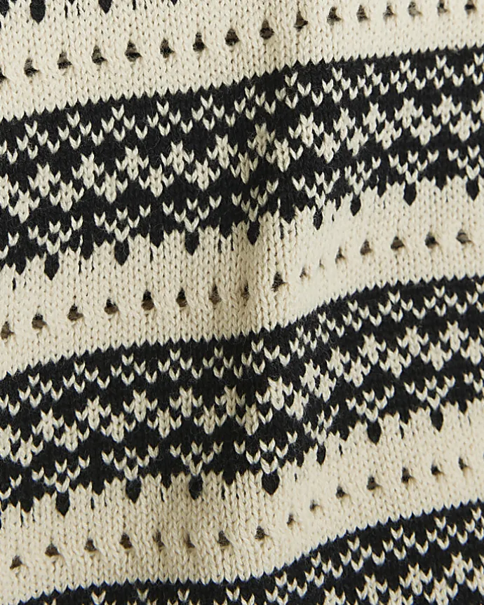 Girls beige stripe knitted crop jumper