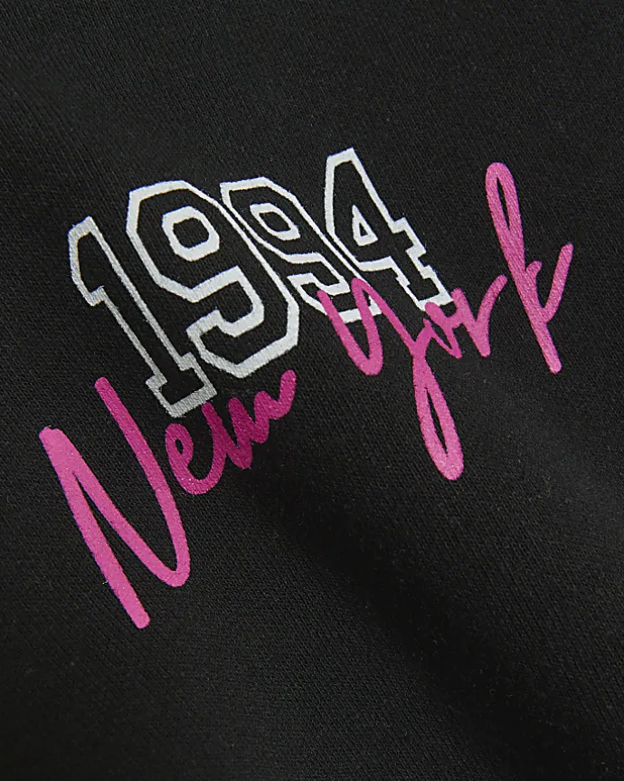 Girls black Brooklyn sweatshirt set