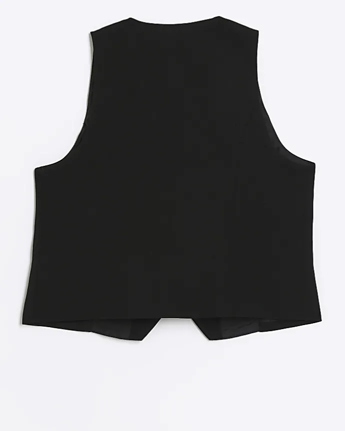 Girls Black Button waistcoat