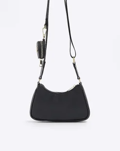 Girls black embossed cross body bag