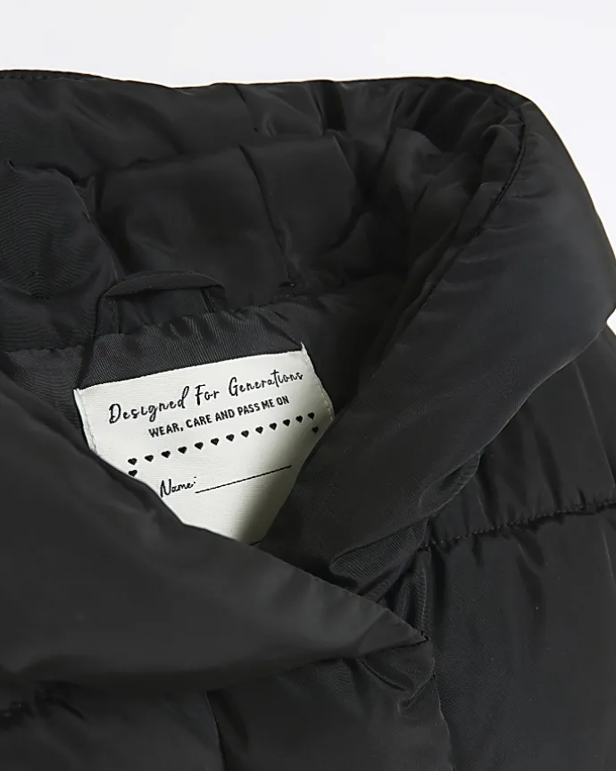Girls black padded showerproof hooded gilet