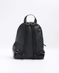 Girls black quilted bow detail backpack