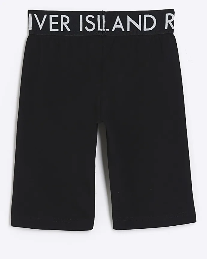 Girls black RI elasticated cycle shorts