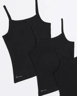 Girls black RI vest top 3 pack
