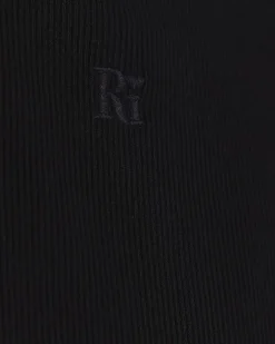 Girls black rib embroidered logo crop vest