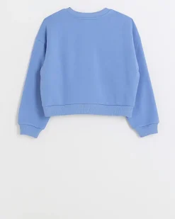 Girls blue diamante graphic sweatshirt