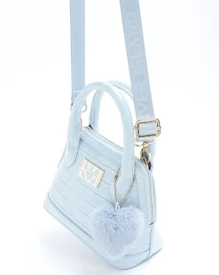 Girls blue patent croc embossed bag