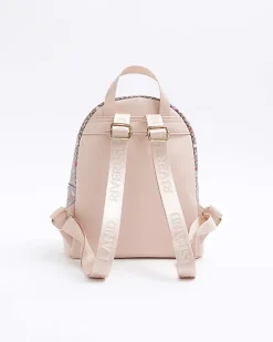 Girls brown floral monogram backpack