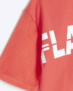 Girls coral RI Active mesh back crop t-shirt
