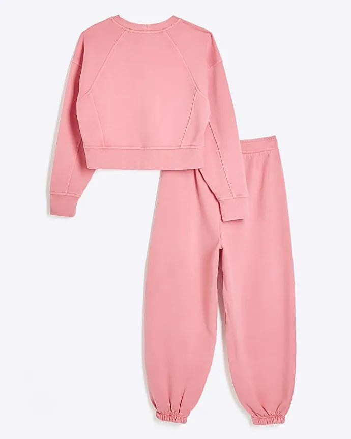 Girls coral sweatshirt and joggers set