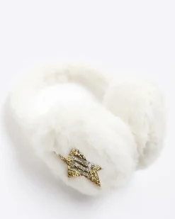 Girls Cream Glitter Star Earmuffs