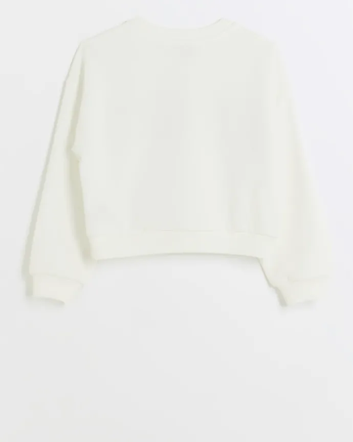 Girls Cream pearl graphic sweatshirt