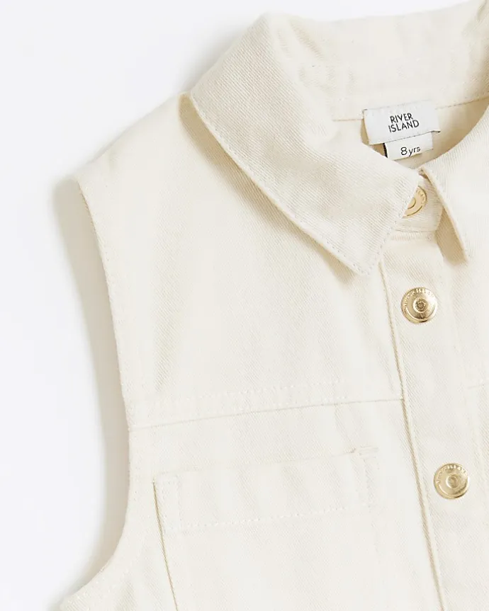 Girls cream pinafore dress