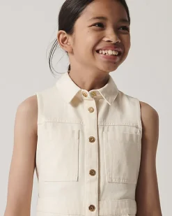 Girls cream pinafore dress