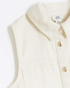 Girls cream pinafore dress
