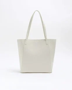 Girls cream quilted chain detail shopper bag