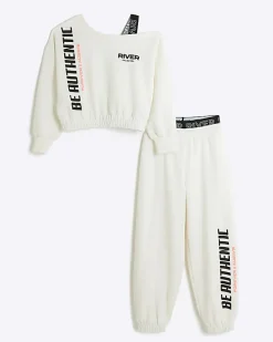 Girls cream RI Active sweatshirt and joggers