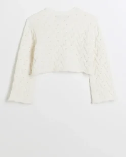 Girls cream textured jumper