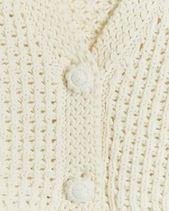 Girls ecru crochet crop cardigan
