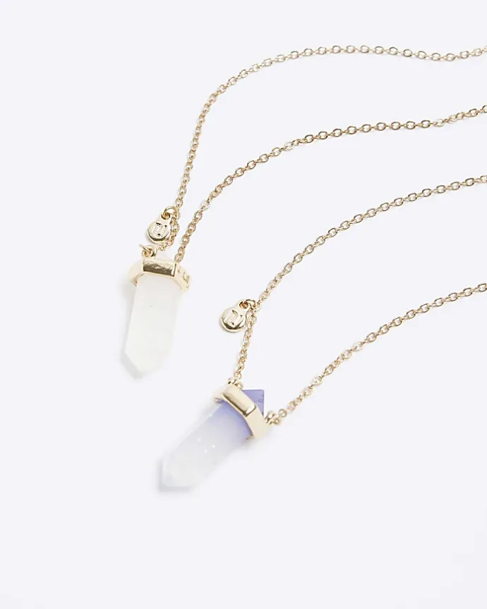 Girls gold BFF stone necklaces