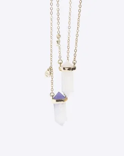 Girls gold BFF stone necklaces
