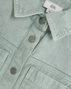 Girls green denim button up shirt dress