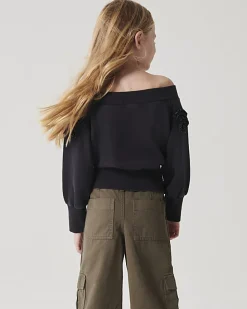 Girls grey flower bardot sweatshirt