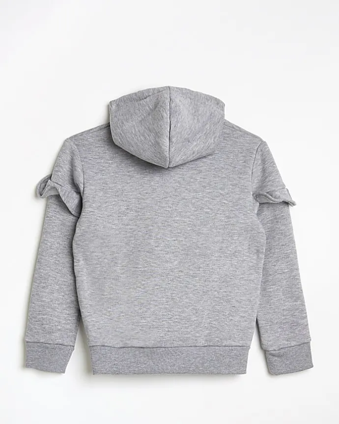 Girls grey HYPE frill hoodie