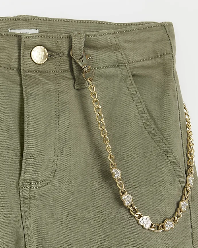 Girls khaki cargo jeans